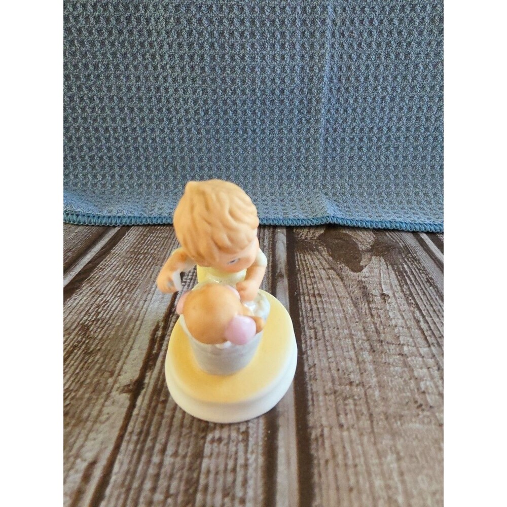 Vintage Lefton China Figurine. Little Boy Bathing His Puppy 2" - Picture 5 of 6